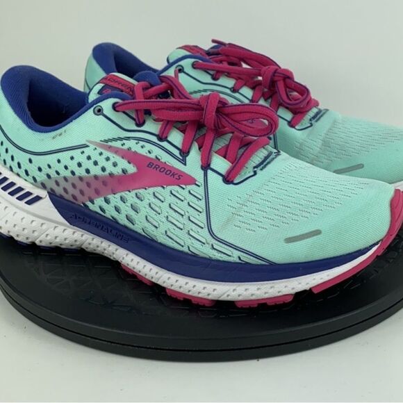 Brooks Adrenaline GTS 21 Mint Green/Pink Running Shoes Women's Size 8 - Picture 4 of 11